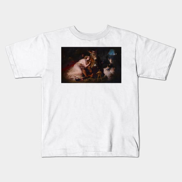 Titania and Bottom, A Scene from a Midsummer Nights Dream by Edwin Landseer Kids T-Shirt by wildtribe